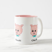 Cute Chanchi Pig Cartoon Tweekleurige Koffiemok (Voorkant rechts)