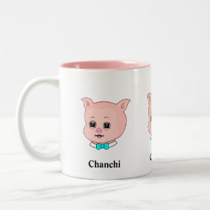 Cute Chanchi Pig Cartoon Tweekleurige Koffiemok
