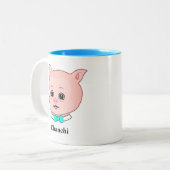 Cute Chanchi Pig Cartoon Two-Tone Coffee Mok (Voorkant links)