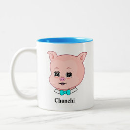 Cute Chanchi Pig Cartoon Two-Tone Coffee Mok