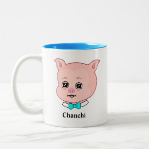 Cute Chanchi Pig Cartoon Two-Tone Coffee Mok