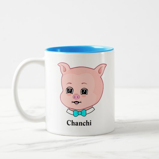 Cute Chanchi Pig Cartoon Two-Tone Coffee Mok (Links)