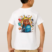 Cute Chaos Graphic Tee – Cartoon Bear Back Print T-shirt (Achterkant)