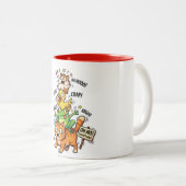 Cute Chaotic Animal Stack Meme – Available on Tees Tweekleurige Koffiemok (Voorkant rechts)