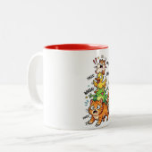 Cute Chaotic Animal Stack Meme – Available on Tees Tweekleurige Koffiemok (Voorkant links)