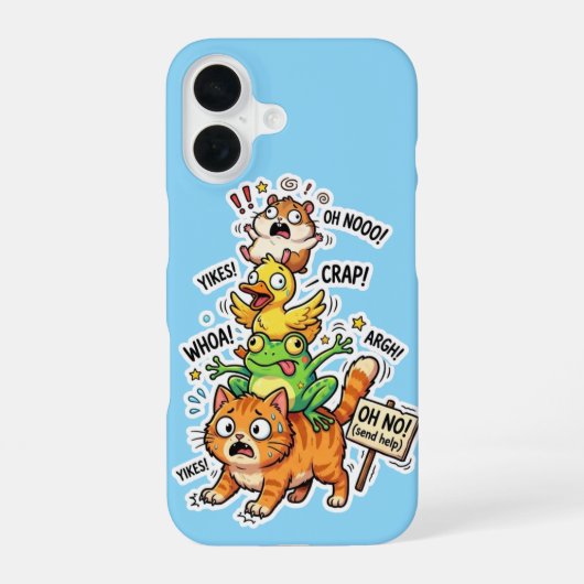 Cute Chaotic Animal Stack Meme Phone Case – Funny  iPhone 16 Hoesje (Achterkant)