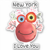 Cute Character New York Ik hou van je Sticker (Voorkant)