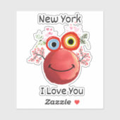 Cute Character New York Ik hou van je Sticker (Vel)