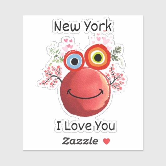Cute Character New York Ik hou van je Sticker (Vel)