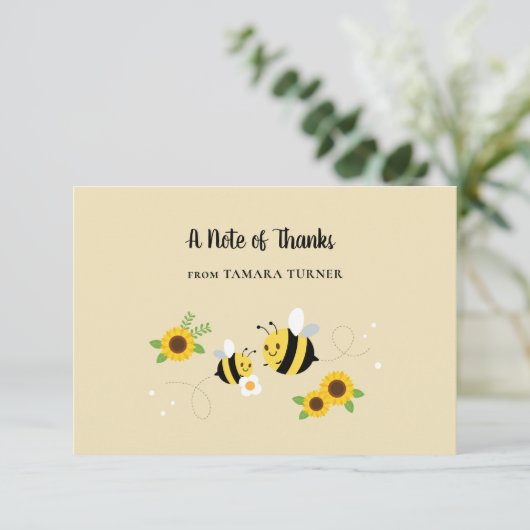 Cute Characters Mammie-to-Bee Baby shower Bedankkaart (Staand voorkant)