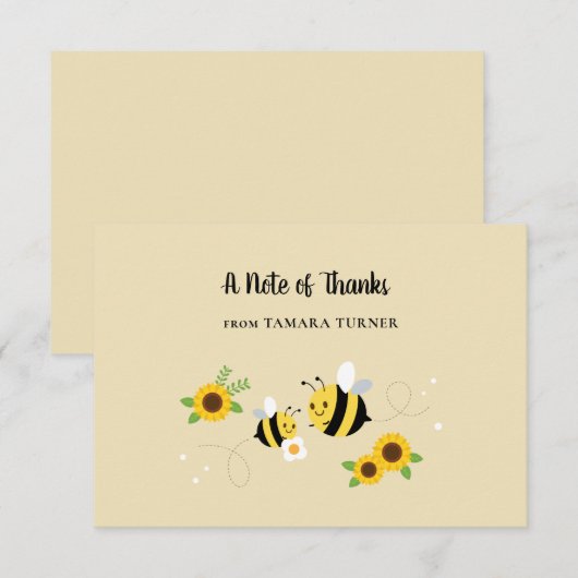 Cute Characters Mammie-to-Bee Baby shower Bedankkaart (Voorkant / Achterkant)