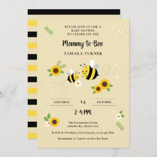 Cute Characters Mammie-to-Bee Baby shower Kaart