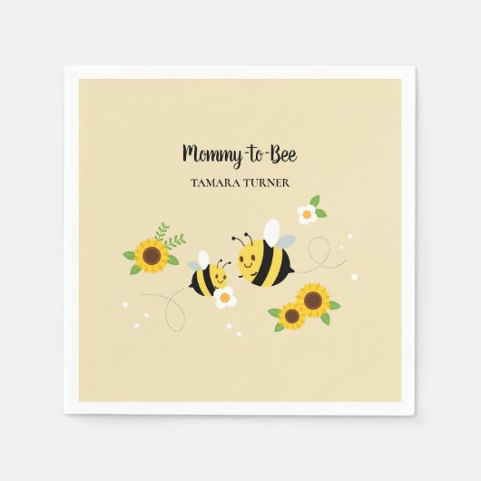 Cute Characters Mammie-to-Bee Baby shower Servet (Voorkant)