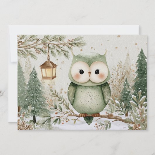 Cute charming owl Christmas Feestdagenkaart (Voorkant)