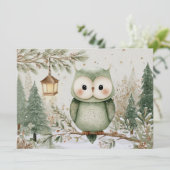 Cute charming owl Christmas Feestdagenkaart (Staand voorkant)