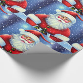 Cute Charming Retro Santa Claus Cadeaupapier (Hoek)