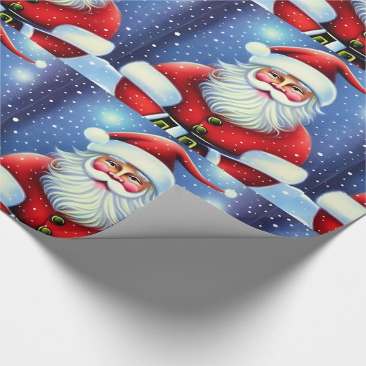 Cute Charming Retro Santa Claus Cadeaupapier (Hoek)
