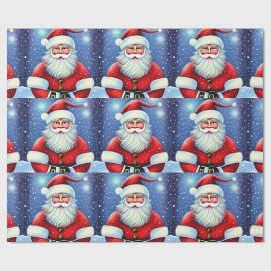 Cute Charming Retro Santa Claus Cadeaupapier (Vlak)