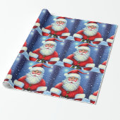 Cute Charming Retro  Santa Claus Cadeaupapier (Uitgerold)