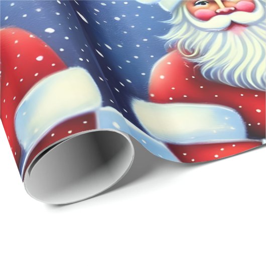 Cute Charming Retro  Santa Claus Cadeaupapier (Rol Hoek)