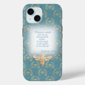 Cute Chartreuse Green Gold Bee Wreath Grid Bible Case-Mate iPhone Case (Achterkant)