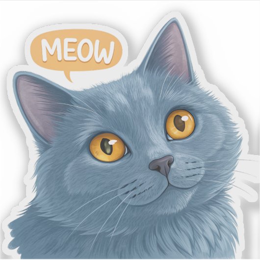 Cute Chartreux Cat Face Sticker” | Adorable Plush Sticker (Voorkant)