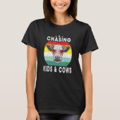 Cute Chasing Kids And Cows T-shirt (Voorkant)