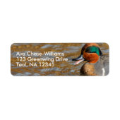 Cute Chatty Green-Winged Blauwgroen Duck bij de Po Etiket (Voorkant)