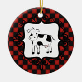 Cute Checkerboard Cow Whimsical Animal Keramisch Ornament (Voorkant)