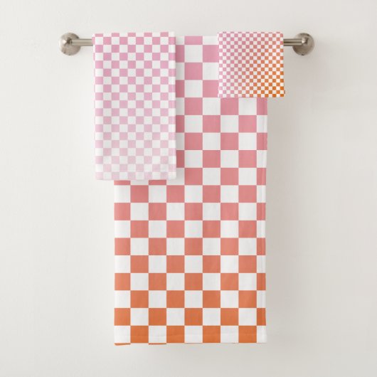 Cute Checkerset Pink Oranje Summer Bad Handdoek (Insitu)