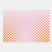 Cute Checkerset Pink Oranje Summer Inpakpapier Vel (Voorkant 3)