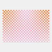 Cute Checkerset Pink Oranje Summer Inpakpapier Vel (Voorkant)