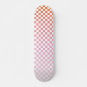 Cute Checkerset Pink Oranje Summer Persoonlijk Skateboard (Voorkant)