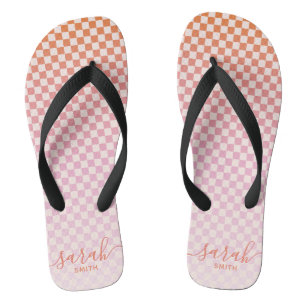 Cute Checkerset Pink Oranje Summer Teenslippers