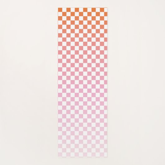 Cute Checkerset Pink Oranje Summer Yogamat (Achterkant)
