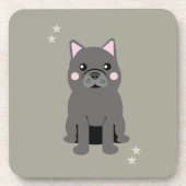 Cute Cheeks Gray French Bulldog Bier Onderzetter (Voorkant)