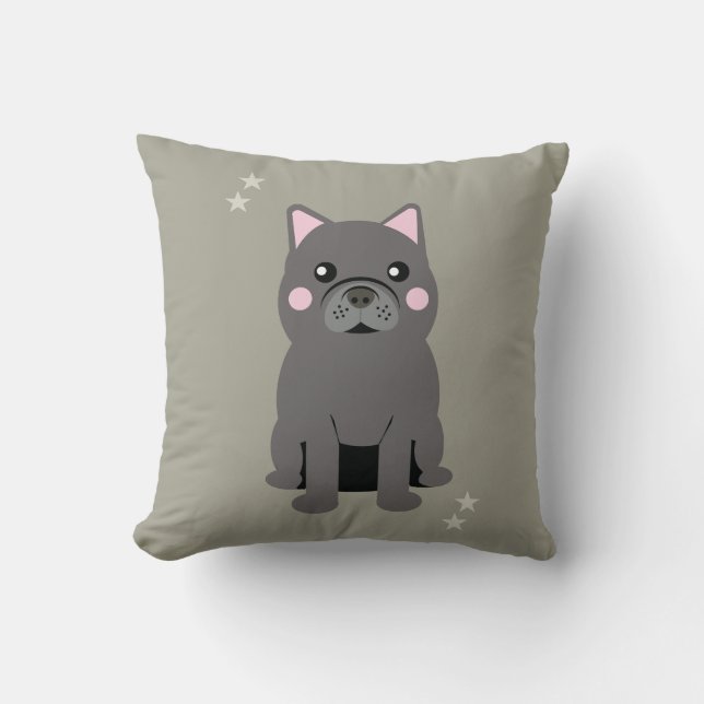 Cute Cheeks Gray French Bulldog Kussen (Voorkant)