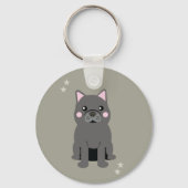 Cute Cheeks Gray French Bulldog Sleutelhanger (Voorkant)