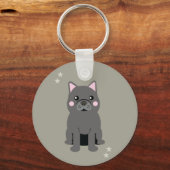 Cute Cheeks Gray French Bulldog Sleutelhanger (Voorkant)