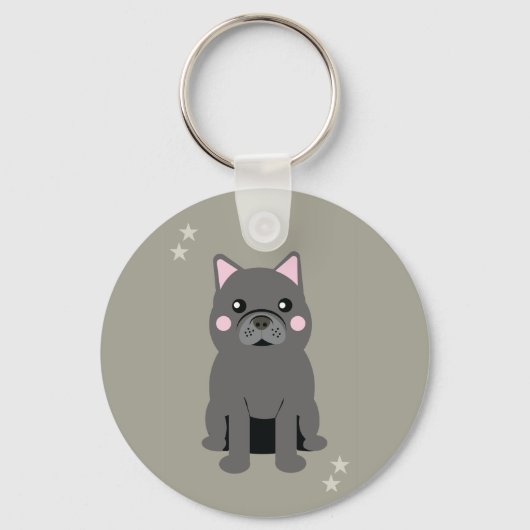 Cute Cheeks Gray French Bulldog Sleutelhanger (Achterkant)