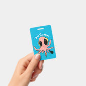 Cute, cheeky baby octopus cartoon badge (Handheld)