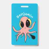 Cute, cheeky baby octopus cartoon badge (Achterkant)