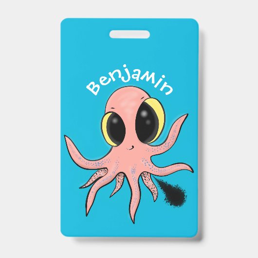 Cute, cheeky baby octopus cartoon badge (Voorkant)