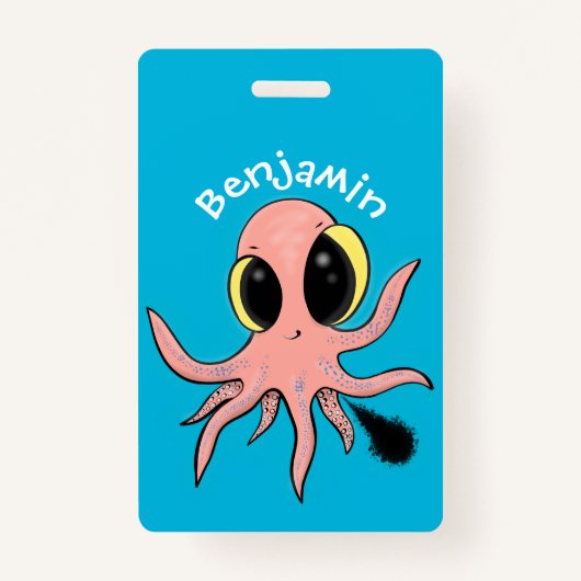 Cute, cheeky baby octopus cartoon badge (Voorkant)