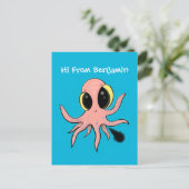 Cute, cheeky baby octopus cartoon briefkaart (Staand voorkant)