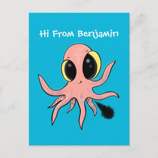 Cute, cheeky baby octopus cartoon briefkaart (Voorkant)