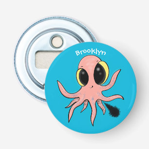 Cute, cheeky baby octopus cartoon button flesopener