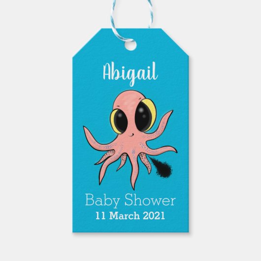 Cute, cheeky baby octopus cartoon cadeaulabel (Voorkant)