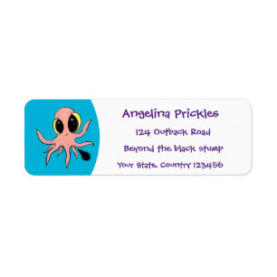 Cute, cheeky baby octopus cartoon etiket