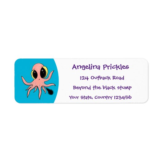 Cute, cheeky baby octopus cartoon etiket (Voorkant)